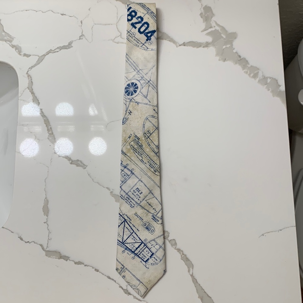 Vintage Airplane print skinny neck tie